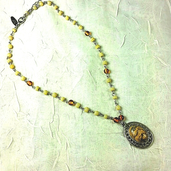 16" necklace Picture Jasper cabachon pendent wire wrapped beads inspire create - Picture 2 of 5